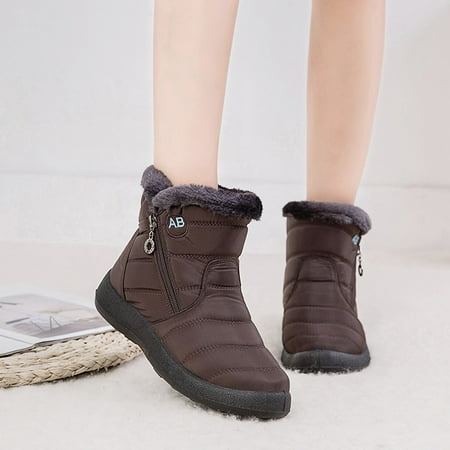 

Foraging dimple Women s Snow Boots Winter Ankle Short Bootie Waterproof Footwear Warm Shoes Brown