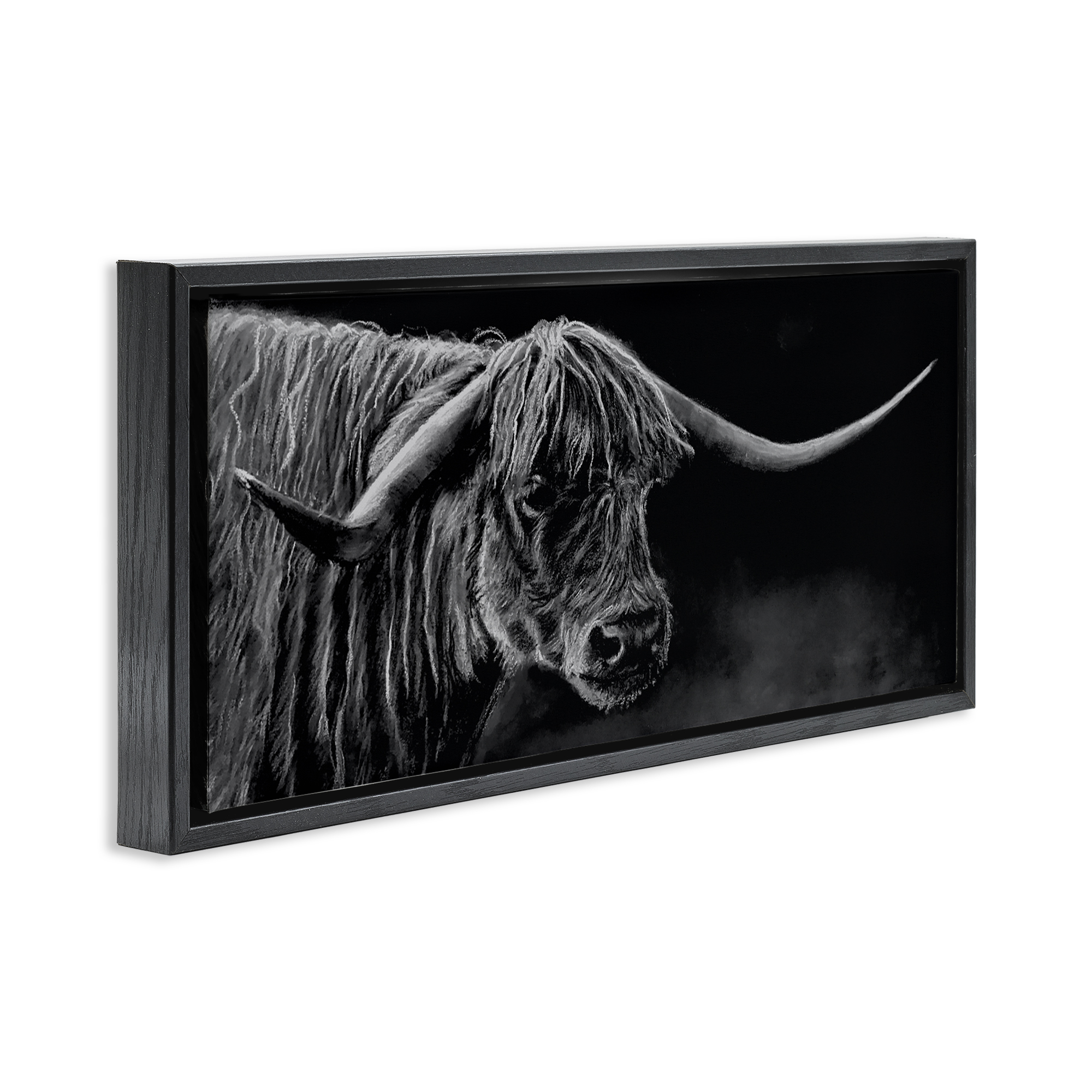 Highland Longhorn Portrait Black Framed Floater Canvas Wall Art, design by Patricia Reynolds
