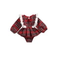 thumbnail image 3 of Seyurigaoka Ruffle Playsuit Plaid Pattern Long Sleeve Square Collar Romper, 3 of 6