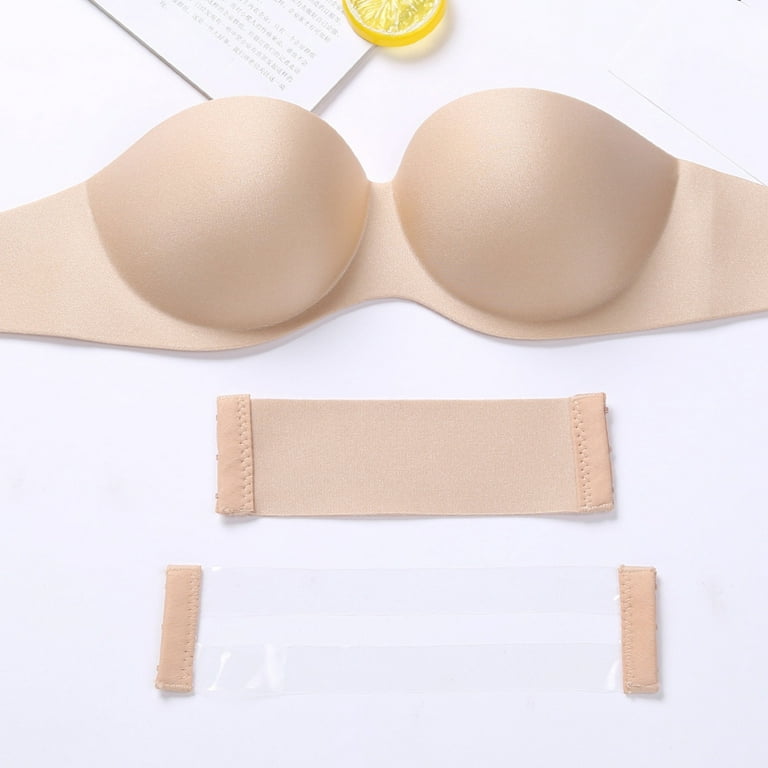 Heavy Padded Push Up Underwire Strapless Bra Clearance QIPOPIQ Ladies  Strapless Gathering Invisible Bra Glossy Back Buckle Breast Seamless Bra  Underwear 