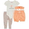 Little Lass Baby Girls 4-pc. Mama's Sunshine Bodysuit Set 6 Months Orange