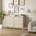 thumbnail image 4 of Studyset Modern 6-Drawer Rattan Dresser with Handles 47.2" Wide Storage Chest,Boho Double Dresser Chest of Drawers Large Table Top Large Closet Dressers Storage Cabinet Beside Table for Closet, 4 of 7