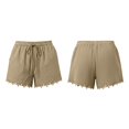 thumbnail image 5 of Shorts for Women Trendy JIANLAI Summer Casual Loose Elastic Waist Drawstring Lace Boho Beach Cover Up Shorts Womens Shorts (S-3XL) Brown, 5 of 9