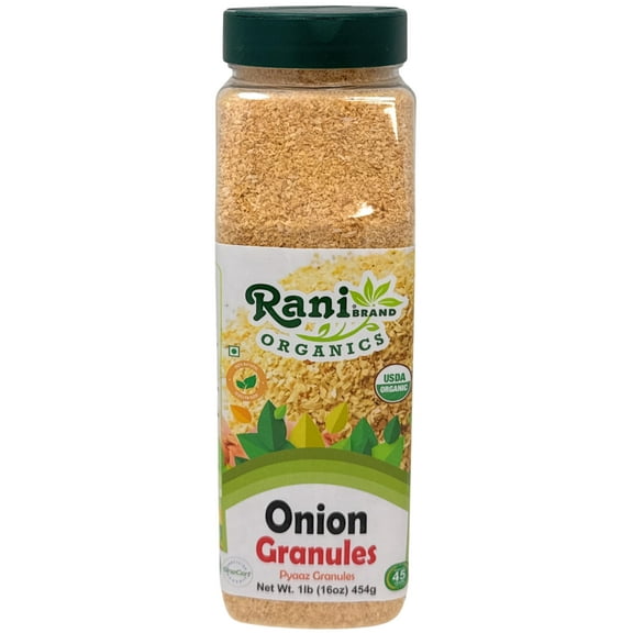 Rani Organic Granulated Onion (Pyaaz Granules) 16oz (1lb) 454g PET Jar ~ All Natural | Gluten Friendly | Vegan | NON-GMO | Kosher | No Salt or fillers | Indian Origin | USDA Certified Organic