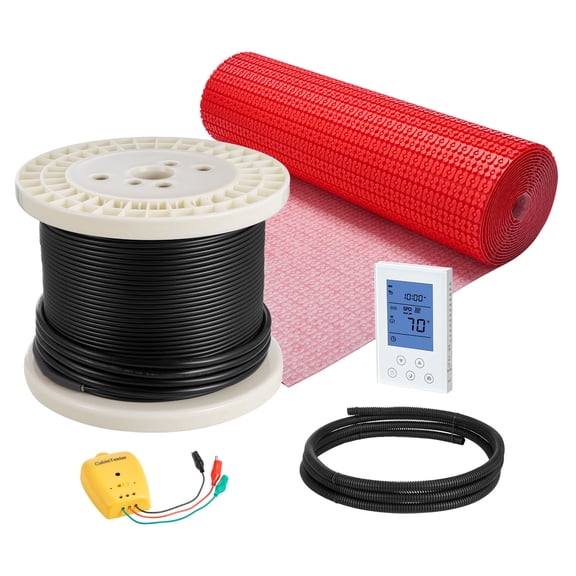 VEVOR 100 sqft Floor Heating Mat System, 120V Electric Radiant Heated Floor System, with Decoupling Membrane & Smart Control Thermostat & Alarm,Easy Installation for Tile,Stone,Vinyl