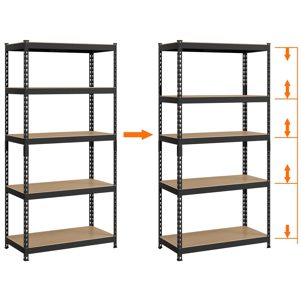 Alden Design 5-Shelf Boltless & Adjustable Steel Storage Shelf Unit, Black, Holds up to 705 lb Per Shelf, 4 Pack