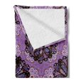 thumbnail image 2 of Purple Mandala Soft Flannel Fleece Throw Blanket, Vintage Beauty Boho Round Motif Art Inspiration Design, Cozy Plush for Indoor and Outdoor Use, 50" x 60", Black Redwood Violet, by Ambesonne, 2 of 5