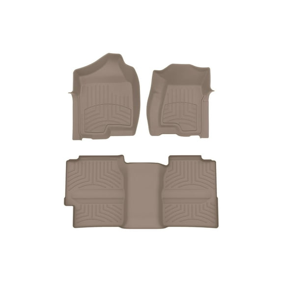 WeatherTech FloorLiner HP Custom Fit Floor Mats compatible with Silverado, Sierra - 1st & 2nd Row, Tan