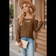 thumbnail image 4 of Blusa de Verano con Escote Cuadrado y Hombros Descubiertos para Mujer, Color Café XXL, 4 of 8
