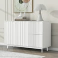 thumbnail image 2 of White Accent Cabinet, Atumon Buffet Cabinet with Wave Pattern Design, Storage Cabinet with 2 Doors and 2 Drawers, Wood Accent Cabinet with Adjustable Shelves for Kitchen Dining Room Living Room, 2 of 10