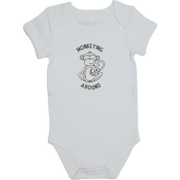 Pavilion Gift Company - Monkey - 6-12 Months Gray Onesie