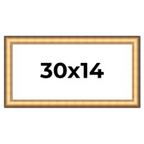 30x14 Frame Gold Plein Aire Solid Wood Picture Frame Width 2 Inches | Interior Frame Depth 0.5