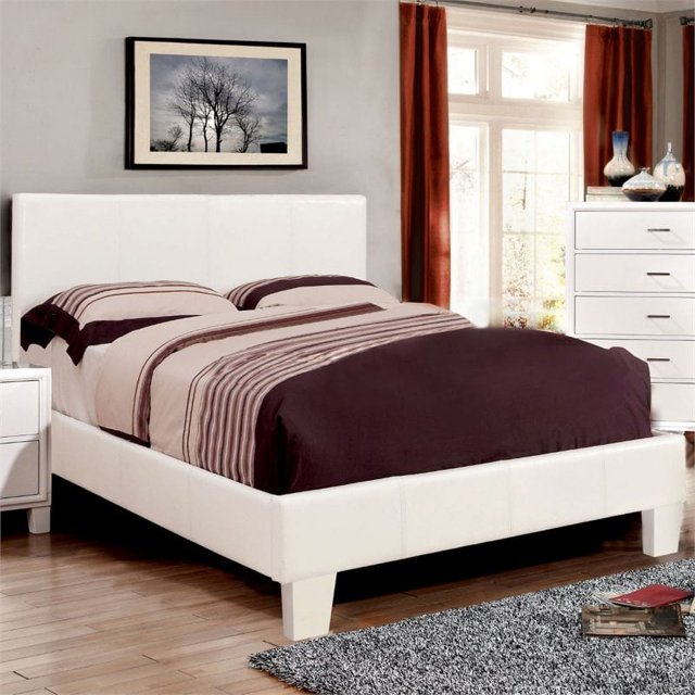 Allora Contemporary Faux Leather Twin Platform Bed in White