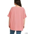 thumbnail image 4 of Zenana Women's V Neck Woven Airflow Dolman Short Sleeve Hi-Low Blouse Top, 4 of 6