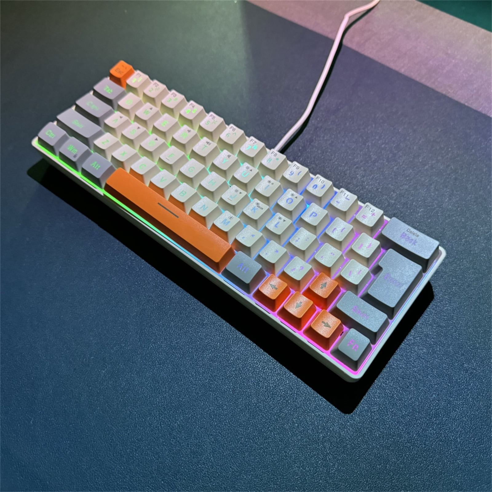 Corded Gaming Keyboard for Gamers LED Backlits LED Mechanical Keyboard 63 Key Desktop Computer Keyboard for Gaming