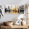 thumbnail image 3 of Elephant Stock City View I Wall Art - Horizontal Multi Panel Canvas - Living Room Wall Decor - Abstract Multi Panel - White And Black Decor By Osnat Tzadok - 26" x 12", 3 of 8