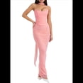 thumbnail image 1 of Vestido Tubo con Hombros Descubiertos para Mujer, Estilo Corsé, Plisado, Ajustado, para Invitada de Boda Formal, Conjunto de Dos Piezas. Rosa S, 1 of 8