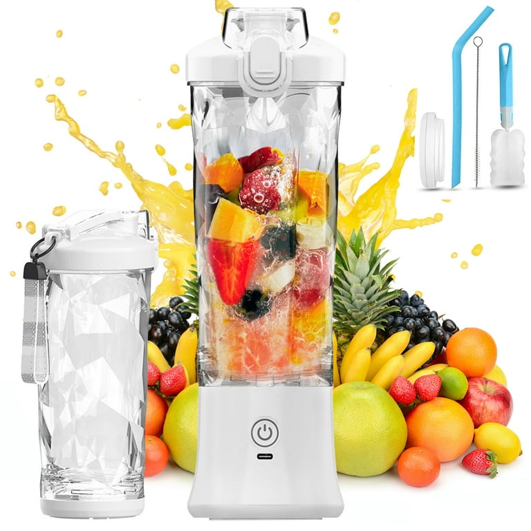 Portable Blender with 10 Ultra-Sharp Blades, 12 Oz Small Personal Blender  for Shakes and Smoothies with Mini Blender Cup and Travel Lid, USB