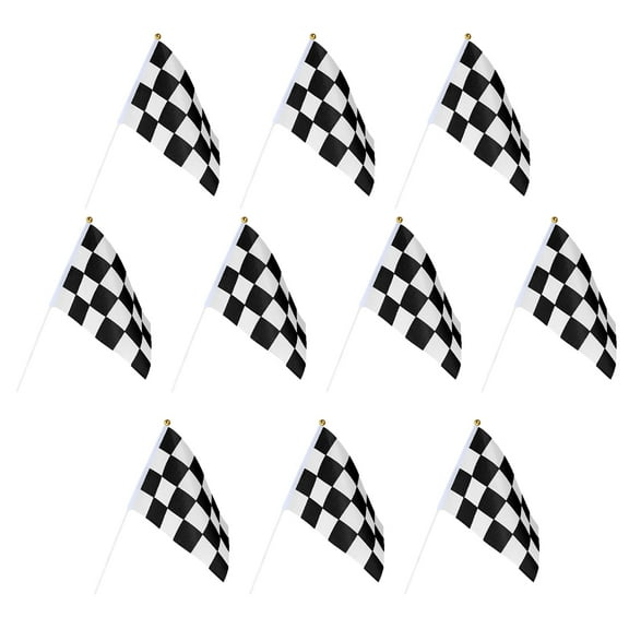 LEXSOMEO 10pcs Checkered Racing Flag Racing Signal Flag Cheering Flag Race Checkered Flag