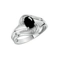 thumbnail image 3 of RYLOS Rings for Women Silver Swirl Ring with 7X5MM Oval Gemstone &  Diamond Ring Cabochon Onyx Jewelry Size 6, 3 of 7