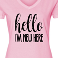 thumbnail image 4 of Inktastic Hello, I'm New Here Women's V-Neck T-Shirt, 4 of 5