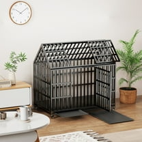 ZephyPaws 52" Heavy Duty Dog Crate Large Dog cage Indoor Strong Metal Dog Kennels and Crates for Large Medium Dogs with 4 Lockable Wheels and 2 Removable Tray