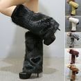 thumbnail image 2 of 1 Pair Plush Elastic Solid Color Thick Leg Warmers Autumn Winter Women Warm Faux Fur Boot Stockings, 2 of 9