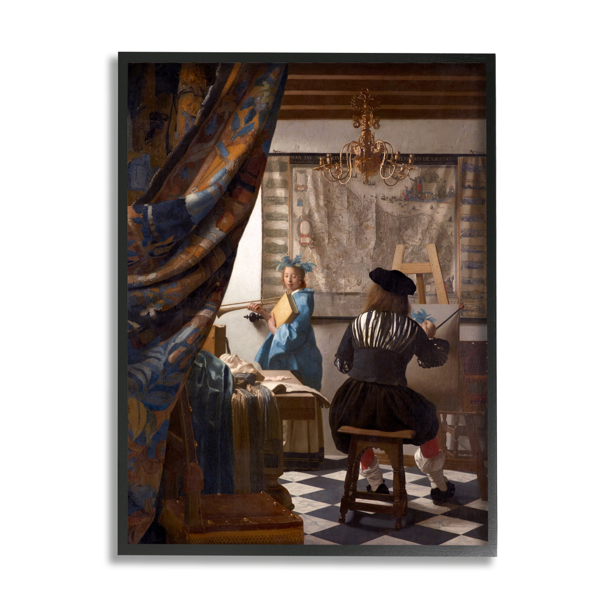 Stupell Industries Allegory of Painting Johannes Vermeer Classical Portrait Painting Black Framed Art Print Wall Art, Design by one1000paintings
