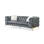 Sportaza Moderno Tufted Sofa Finished in Fabric in Gray