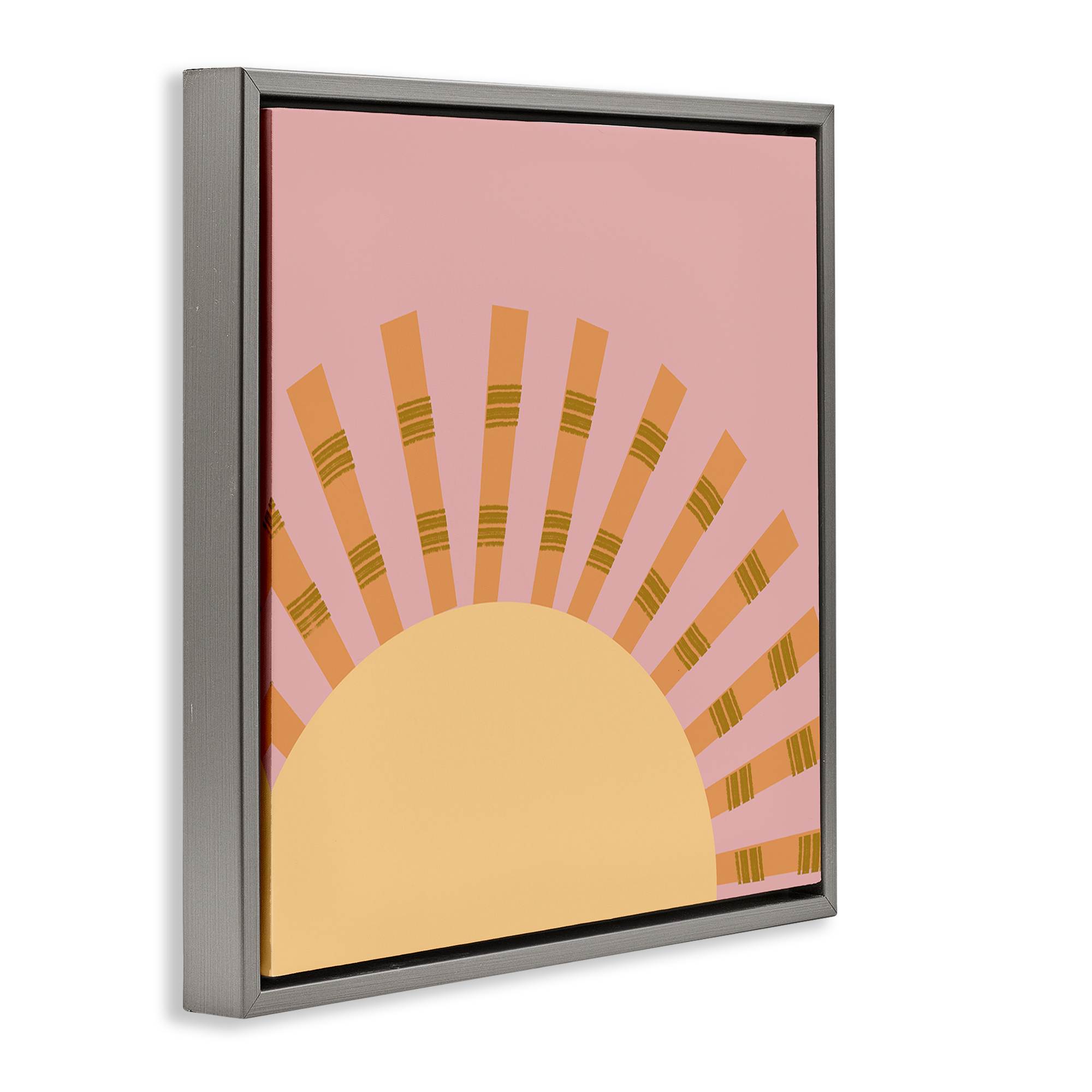 Stupell Industries Minimal Sun Rays Landscape & Nature Painting Gray Floater Framed Canvas Art Print Wall Art, 18 x 18