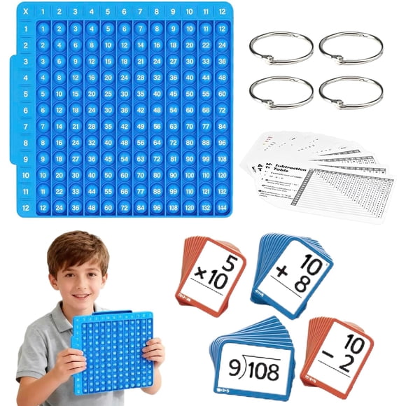 Multiplication table math game, math learning set, arithmetic practice set, educational learning toys suitable for children aged 1-6.,Blue