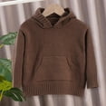 thumbnail image 4 of Boys Sweaters Hooded Knit Sweater Soft Casual Pullover Long Sleeve Comfortable Top for Daily Wear and Outdoor Play with Warm and Adjustable Drawstring for A Cozy Fit Coffee Cotton, 4 of 4