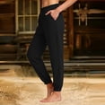 thumbnail image 4 of Dagugfen Cotton Pants for Women Full Length Elastic Waist Cinch Bottom Breathable Comfy Loungewear Casual Pants, 4 of 4