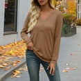 thumbnail image 3 of HongQid Long Sleeve V Neck T Shirts Womens Spring Fall Casual Henley Dressy Tops Cute Work Outfits Clothes, 3 of 8