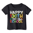 thumbnail image 3 of T-shirts Filles Col Rond Manches Courtes Joyeux 100e Jour d'École Hauts Filles Noir 3-4 Ans, 3 of 4
