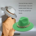 thumbnail image 3 of Sombrero Fedora Qarigey Unisex de ala ancha color sólido elegante sombrero de lujo verde, 3 of 6