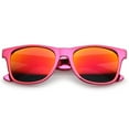 thumbnail image 1 of Retro Metallic Square Colored Mirror Lens Horn Rimmed Sunglasses 55mm (Magenta / Red Mirror), 1 of 4