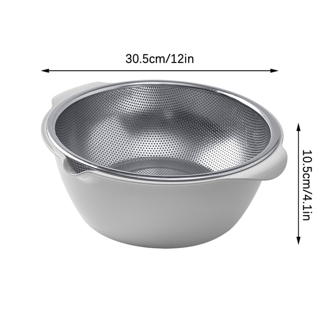 Utensilios de cocina, colador microporoso de acero inoxidable 304 con asa, juego de colador microporoso para lavar arroz, verduras y escurrir pasta cocida. Recipiente para escurrir.