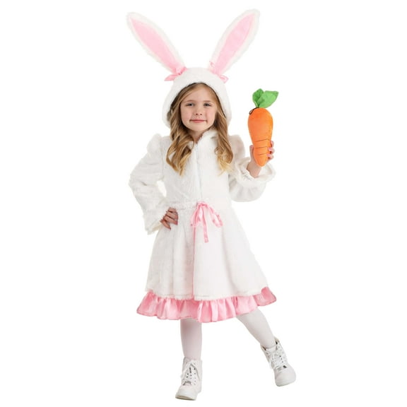 Girl's Toddler Fuzzy White Rabbit Costume