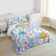 thumbnail image 3 of Feelyou Rustic Farmhouse Blossoms Queen Comforter Set, Cartoon Floral Flower Bedding Sets, Watercolor Blue Reversible Bedding Comforter Set, Ultra Soft Bedroom Decor, 3-Piece, 3 of 8
