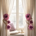 thumbnail image 5 of Linnome Faux Flower Jute Rope Curtain Tieback Handmade Bendable Fabric Flower Drape Holdback No Drill Decor for Living Room and Bedroom Boho Farmhouse Style 15.75x3.15in, 5 of 6