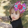 thumbnail image 5 of JoyBowie 4 pack 5 inch leopard print hair bows, layered rhinestone pearl grosgrain ribbon baby bows with clips for girls toddlers, 5 of 10