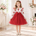 thumbnail image 4 of Lanbubble Toddler Girls Long Sleeve Dress Floral Tulle Dress with Ruffle Shoulders, 3-19 Years, 4 of 6
