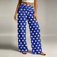 thumbnail image 5 of hoksml Women's Polka Dot Wide Leg Pants Fold Over Drawstring High Waist Casual Everyday Trousers, 5 of 6