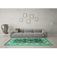 thumbnail image 3 of Ahgly Company Machine Washable Indoor Round Oriental Turquoise Blue Industrial Area Rugs, 6' Round, 3 of 4