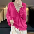 thumbnail image 4 of Womens Button Down Knit Cardigans Long Sleeve V Neck Casual Cardigan Sweaters Light Weight Loose Lounge Wear Fall Hot Pink, 2XL, 4 of 5