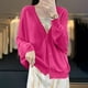 thumbnail image 5 of Camisetas para mujer,Blusa de punto con botones de color liso para mujer, camisa acrílica de manga larga, blusa informal de moda para uso doméstico y diario, sopatenor, 5 of 8