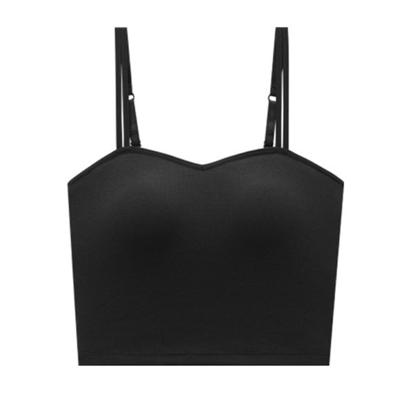 Qulqfy Crew Neck Women Tank Tops Built in Bra Solid Camisole Sexy Black Spaghetti Straps Slim Tops for Women Trendy