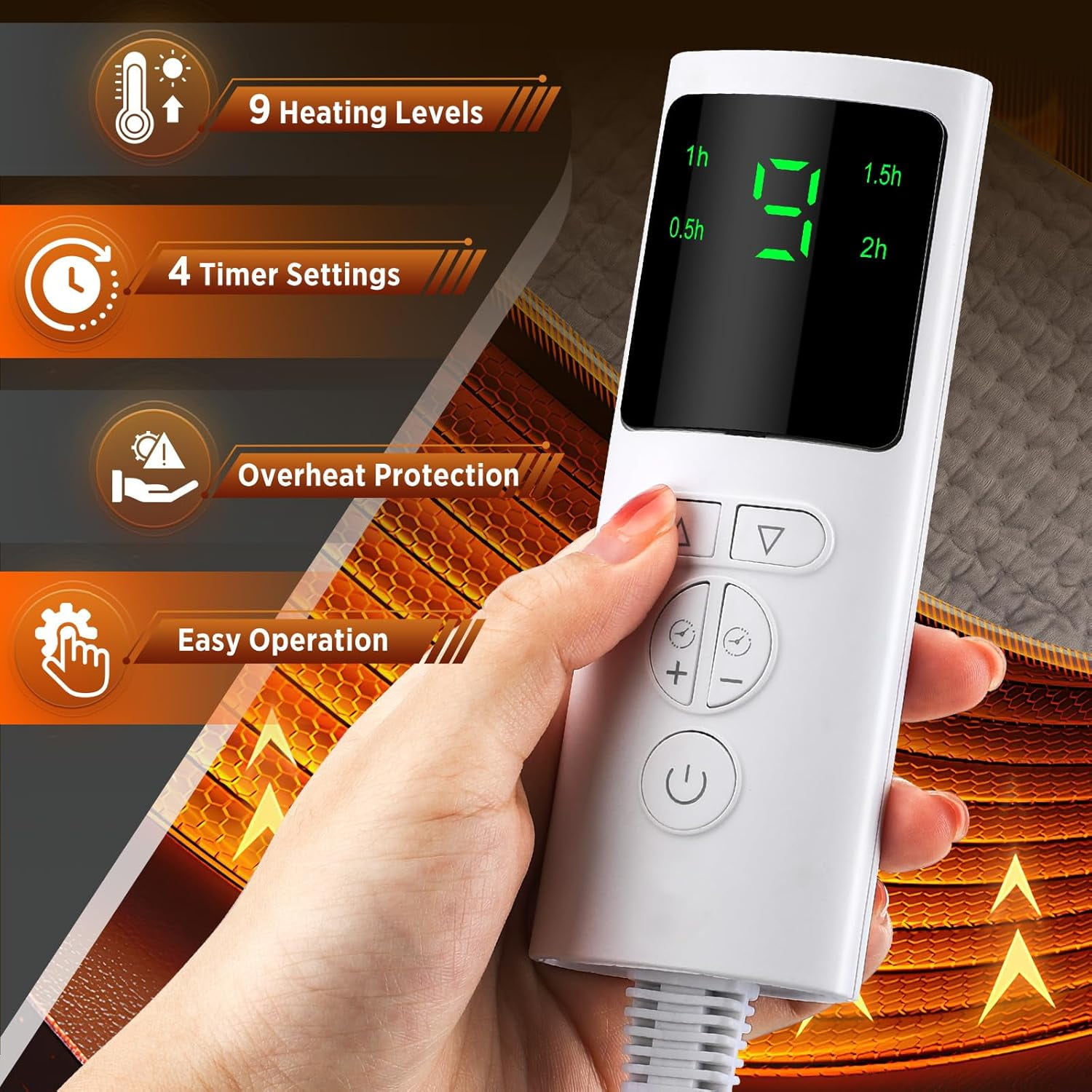 Heating Pad for Back,  Electric Wrap Around Heating Pad for Period Cramps Lower Back Neck, Machine Washable Heat Pad with LCD Controller, 9 Heating Levels, 4 Gears Timing,12"x50"