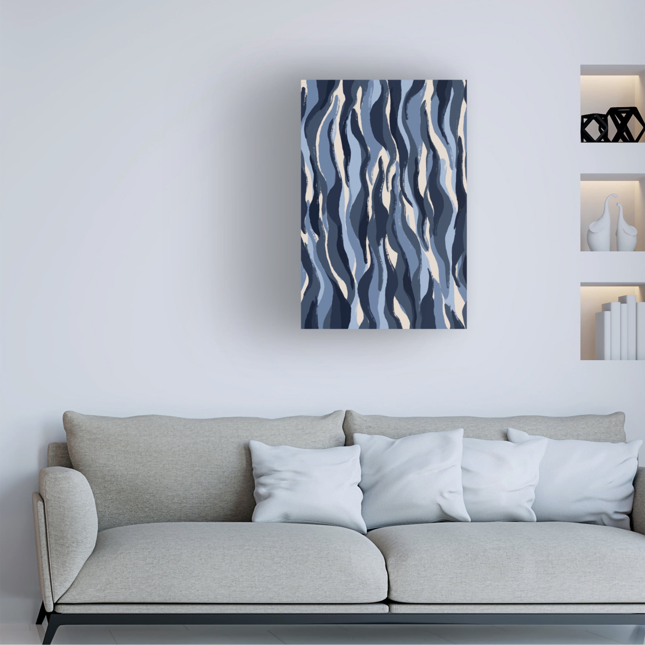 Canvas Wall Art - Treechild 'Blue Tiger Pattern' Wall Art for Living Room, Bedroom, or Office Décor by Trademark Fine Art - 30 x 47 Inches